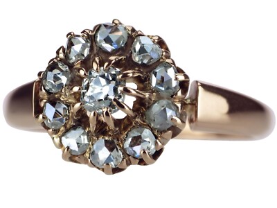 Art Nouveau 585 Rose Gold 0.40ct Diamond Ladies Floral Ring!