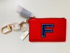 NWT Authentic TORY BURCH "F" Monogram Card Case Key Fob in Samba/Jewel Blue 85