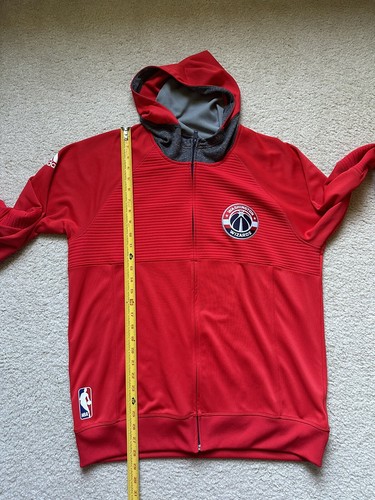 Mens Red Adidas Washington D.C. Wizards Zip Up Jacket Hoodie NBA Logo - - Size L - Picture 4 of 14
