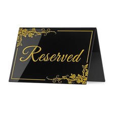 10 Pack Black Acrylic Reserved Table Signs 6" x 4" Double Sided Reserved Tabl...