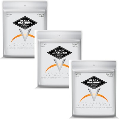 Black Diamond Banjo Strings 3 Sets 5-String Light Loop End Nickel Wound