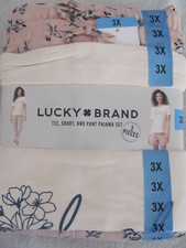 Lucky Brand 3 Piece Pajama Set-Tee/Joggers/Shorts-Pink Floral- Size 3X-NWT
