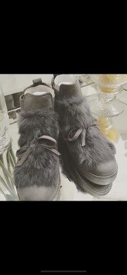grey fur ankle boots