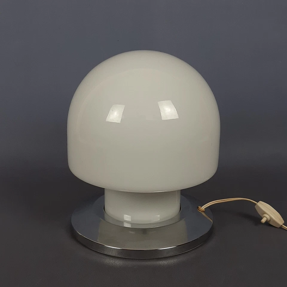 Lámpara de mesa de cristal de Murano blanco brillante seta era espacial vintage 1970 Foto 4 de 4