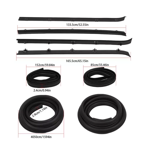 Front Door Window Run Sweep Felts Weatherstrip Seals Kit Set for Chevy GMC Truck - Picture 2 of 20