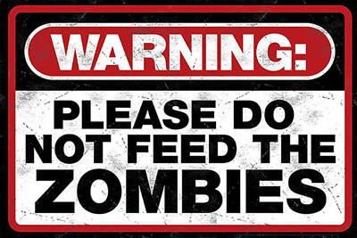 Holzschild 18x12 warning please do not Zombies Wand Deko Bar Kneipe Sammler Gesc