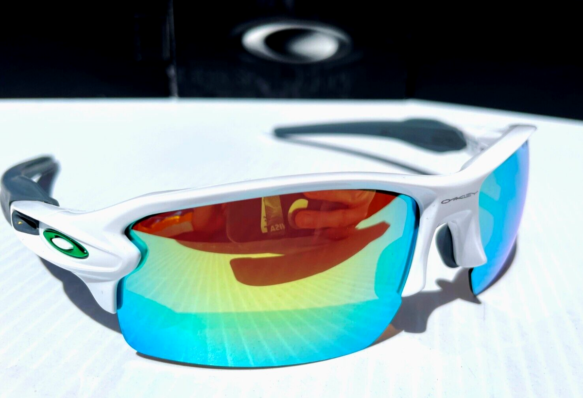 NEW Oakley FLAK 2.0 White w Green POLARIZED Galaxy Gold Iridium