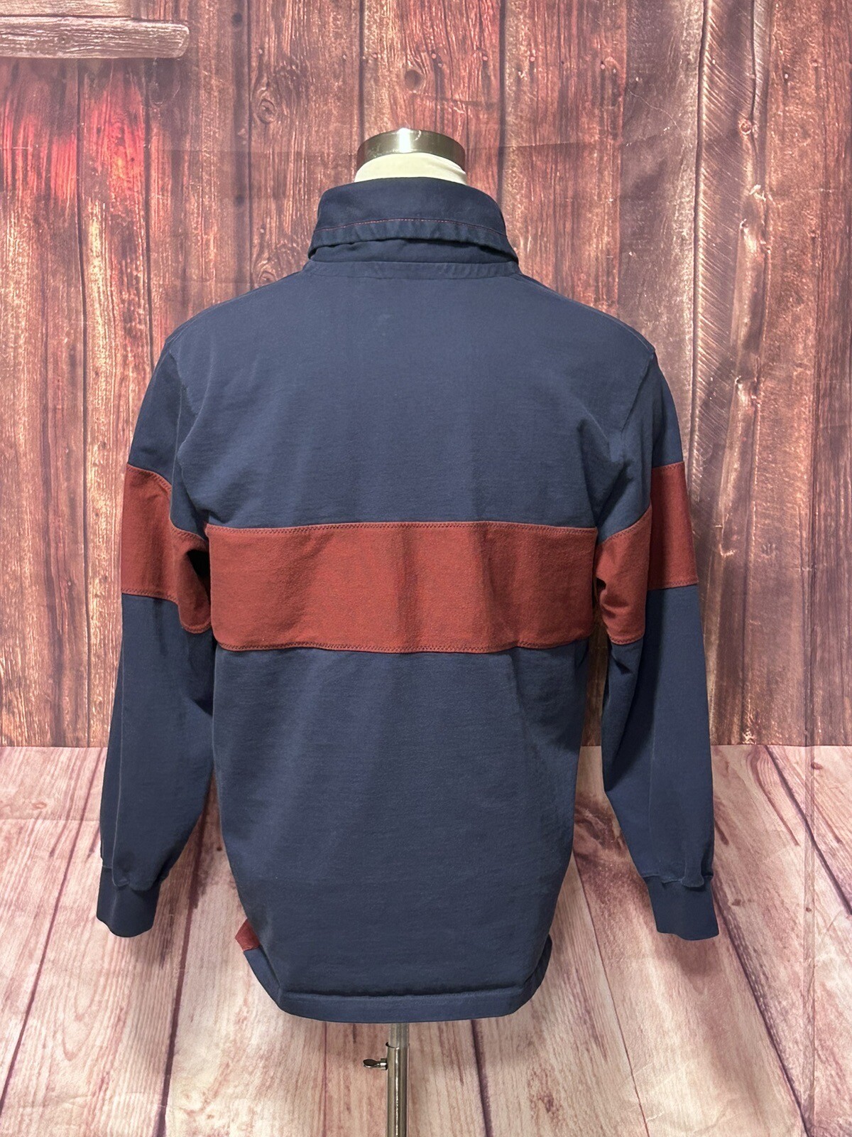 Orvis Shirt Men’s Large Blue Red Duffle Shawl Toggle Collar Rugby Long
