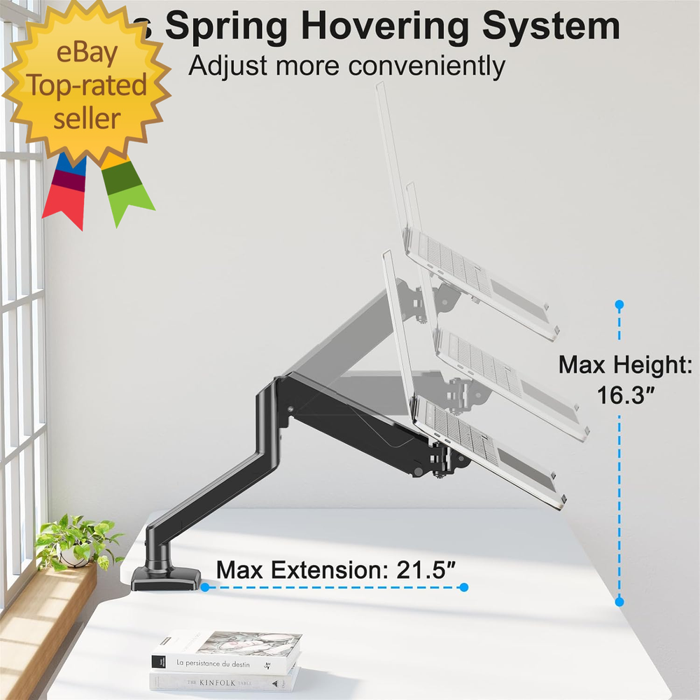 2-in-1 Gas Spring Laptop Stand Desk Mount for Monitor and Laptop