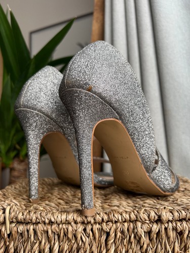 Sandalias Carvela Plateadas Brillo Alto Hel Zapatos EU 36 UK 4 - Imagen 4 de 11