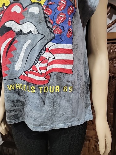 Zara Kids Rolling Stones Size 13/14 Blue Tie Dye Sleeveless Graphic T-Shirt #W5 - Picture 2 of 11