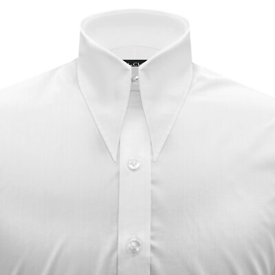 Men's Grooms Wedding White Dress Shirt 60s 70s Retro Spear