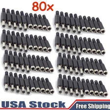 80Pcs DC Power Plug Adapter Male Female Socket Jack Cable Connector 5.5 x 2.1mm