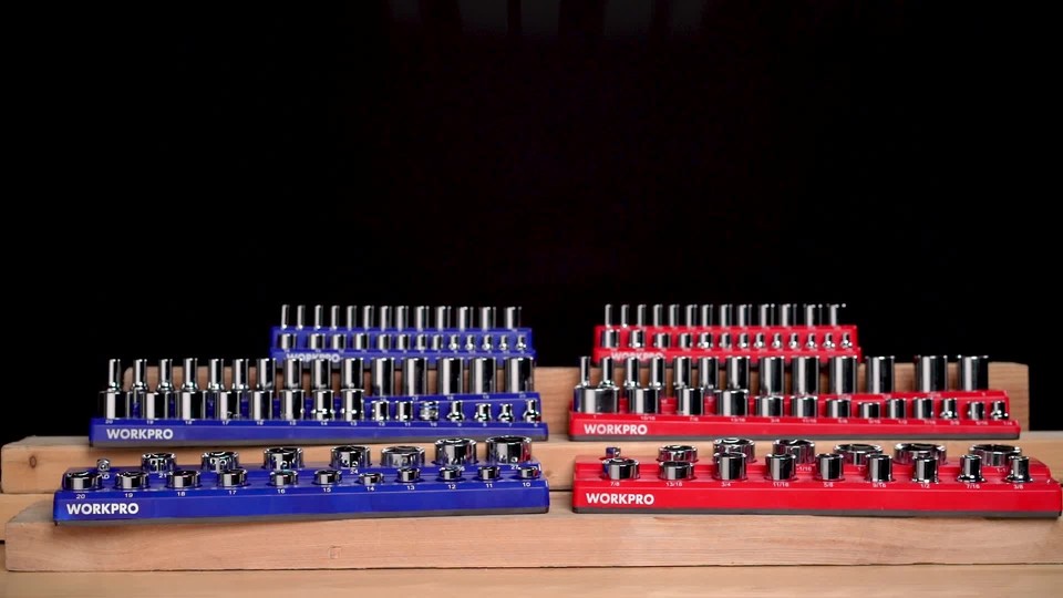 WORKPRO Magnetic Socket Organizer 6-PACK Set 1/4'' 3/8'' 1/2'' Dr ...