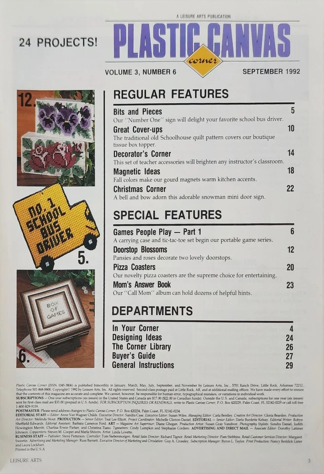 Plastic Canvas Corner Magazine Sampler Coaster Patterns Sep 1992 By Leisure Arts - Image 2 of 4