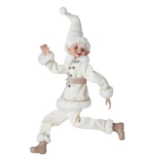 RAZ Imports 20" Posable Santa Elf White Cream Corduroy with Bells NEW! 4202311