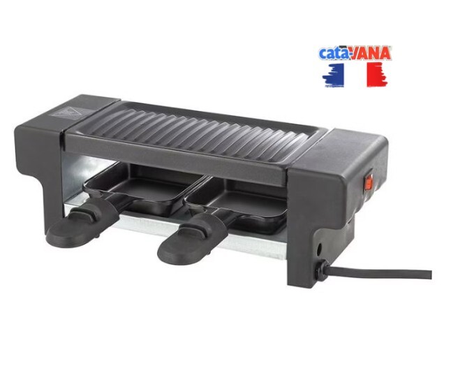Appareil à raclette et grill 2 personnes avec 2 poêlons antiadhésifs