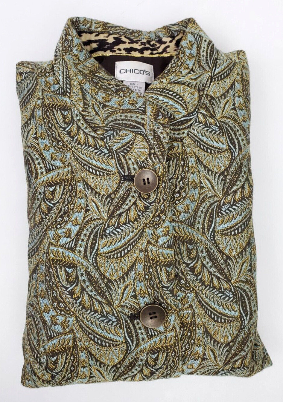 Chico's Medium Textured Gold Blue Brown Paisley A… - image 7