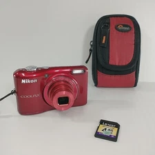 Nikon COOLPIX L28 20.1MP Digital Camera - Red + SD Card & Camera Case Tested