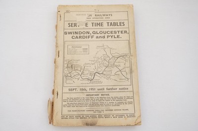 1951 Western Region Working Service Railway Fahrplan Nr. 7 Swindon Cardiff Pyle