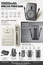 Portable Power Bank/Charger 10,000mAh, Magnetic, USB  USB-C, 15W Fast Charge
