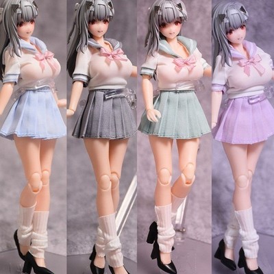 1:12 Sailor Suit Shirt Pleated Skirt Uniform Clothes Model Fit 6'' Female Figures