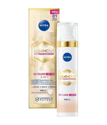 NIVEA Luminous630  3in1 Anti-Pigmentflecken CC Fluid getönt 01 Hell LSF30 40ml