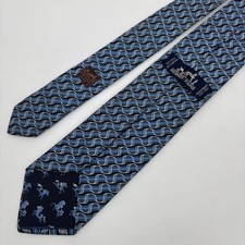 HERMES Tie Wave Total Pattern Light Blue SILK 100