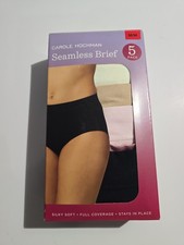 Carole Hochman Women's Seamless Brief 5-Pack Full Coverage, Multicolor, Size M