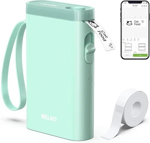 NELKO P21 Bluetooth Label Maker Machine Portable Thermal Printer w/ Tape Green