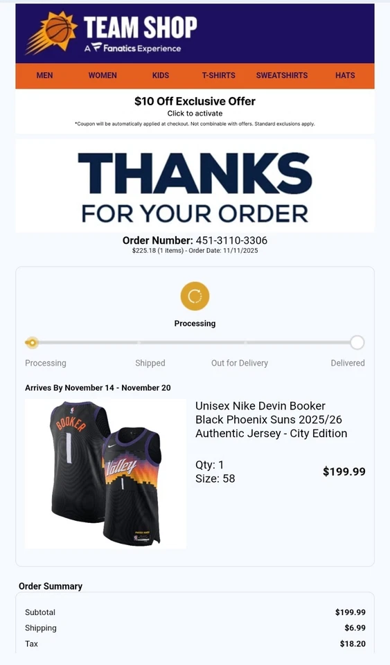 Camiseta Nike Devin Booker Phoenix Suns 2025/26 Auténtica - Edición City TALLA 58 Foto 2 de 4