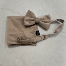 Men's Beige Bow Tie and Cummerbund Set Formal Accessory Classic Style for Events