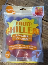 FRUIT CHILLERS Reusable Ice Cubes FREEZER SAFE 32 Fruit-Shaped/Colored Pieces
