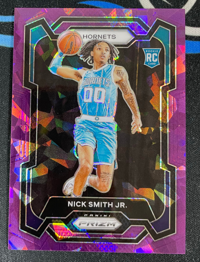 Nick Smith Jr 2023-24 Panini Prizm 107/149 Purple Ice RC Hornets #135