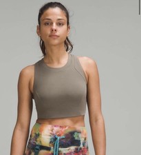 Lululemon Storage Hike  Bra Sports Cropped Tank Pockets Nomad Size 12