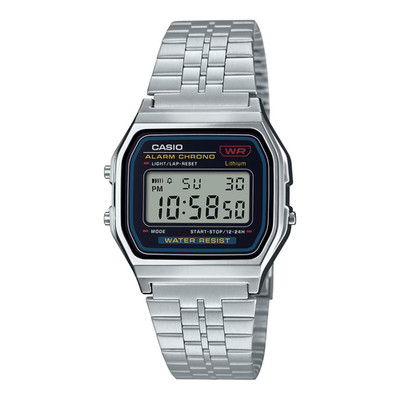 Casio A159W-N1 Vintage Digital Alarm LED Backlight Stopwatch Silver WR Retro