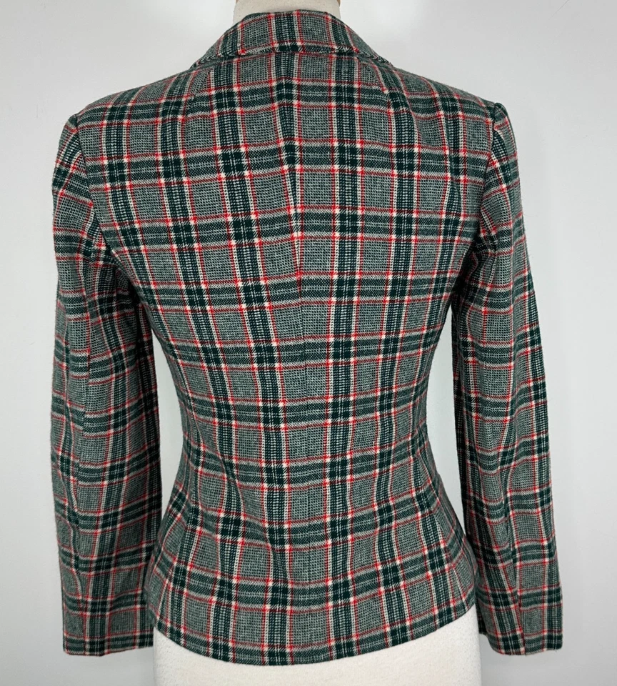 Blazer para mujer Pendleton vintage 100 % lana virgen forrado a cuadros talla 10 hecho en EE. UU. Foto 2 de 4