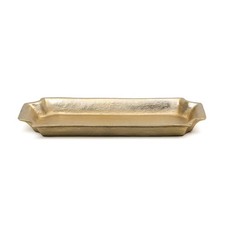 Vintage Gold Metal Tray 17x8 Inch Decorative Serving Platter Elegant Home Decor