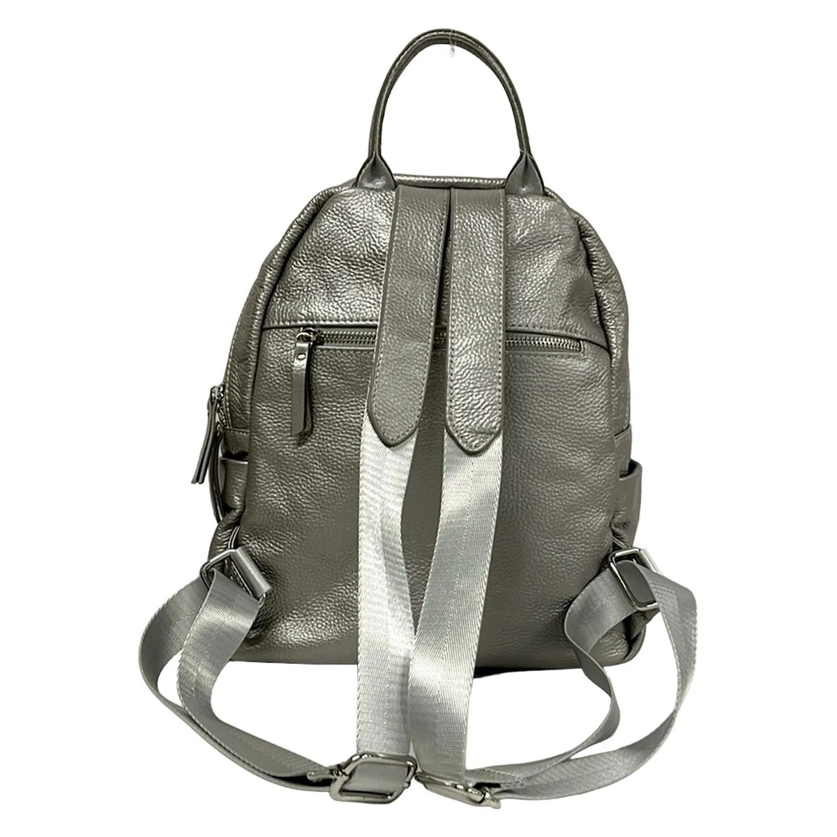 BARCOS - Silver Leather Backpack - image 3