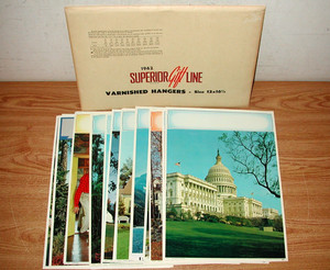 1960S SUPERIOR GIFT LINE CALENDAR LITHO PRINTS OF BUILDINGS, SCENERY LOT OF 45