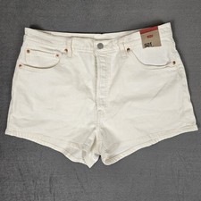 Levis 501 Original Shorts Womens 34 White High Rise Denim Jean Shorts NWT