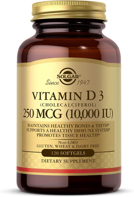 Solgar Vitamin D3 10000 IU 250mcg Softgels Immune Support 120 Ct
