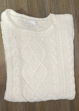 J. Jill Women  s Chenille Cable Knit Soft Sweater XS Petite Off- White