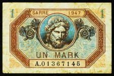 DEUTSCHLAND. Saarmark-Noten. 1 Mark 1947. 867