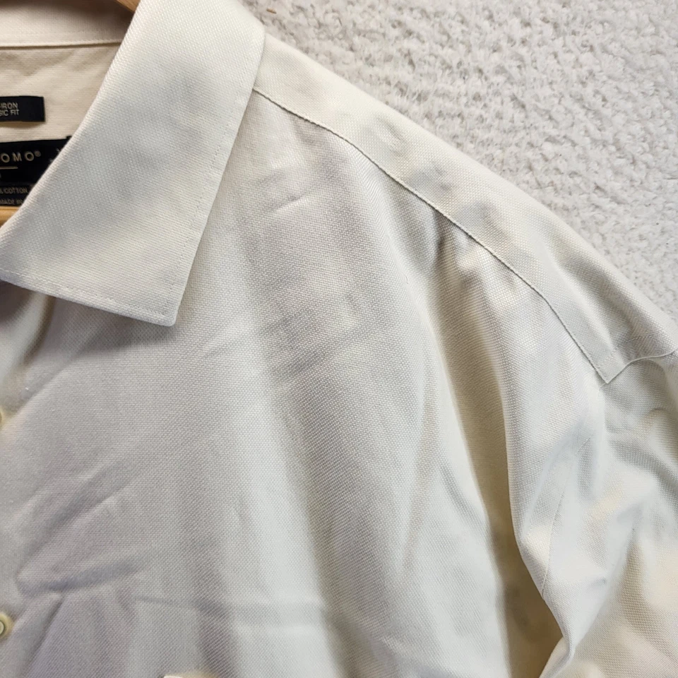 Pronto Uomo Button Up Shirt Men 19 36/37 Tall Yellow Oxford Long Sleeve Non Iron - Image 4 of 4