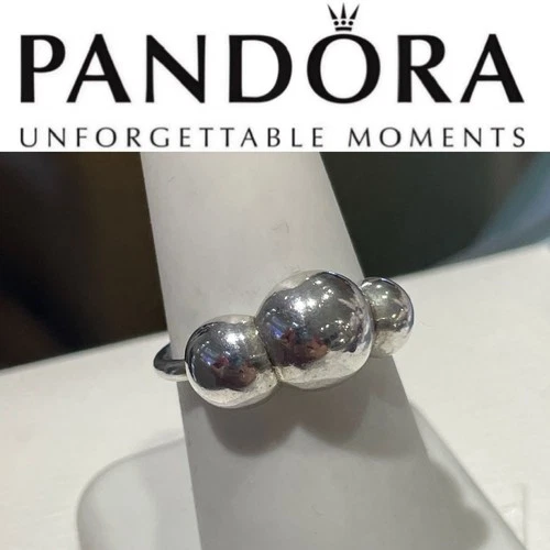 Vintage Pandora Retired Rare Liquid Silver 3 Bubbles Ring Size 7