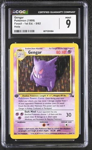 CGC 9 MINT Gengar 1999 Fossil 1st Edition 5/62 Holo Pokemon Card