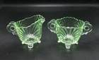 Cambridge Pistachio Green Caprice Sugar & Creamer Uranium Depression Glass Glows