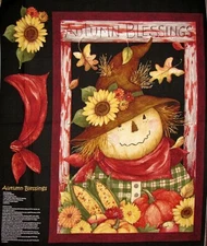Autumn Blessing Cotton Fabric Pumpkin Scarecrow Spring Panel 23 By 45 