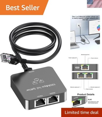 Dual Device RJ45 Ethernet Splitter - Seamless 1000Mbps High-Speed Connectivity